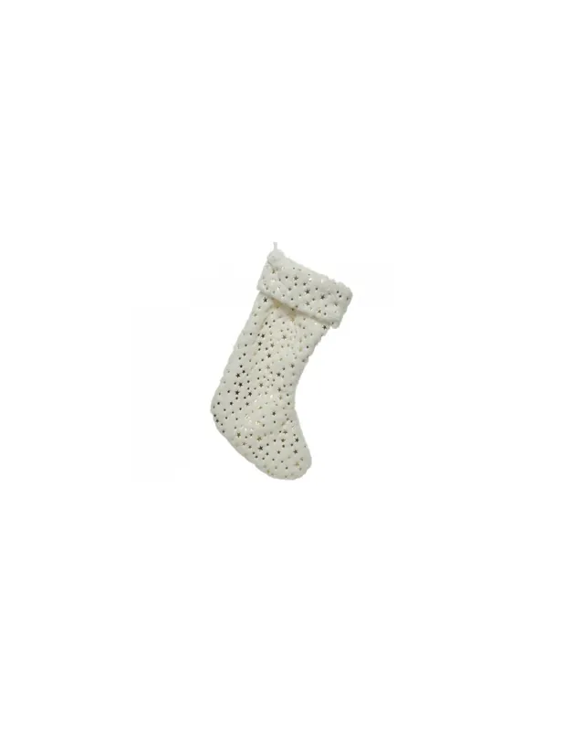 Calza Befana Epifania Bianca Con Stelle Oro 45cm