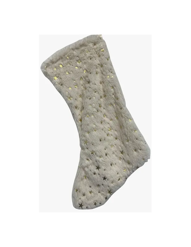 Calza Befana Epifania Bianca Con Stelle Oro 40cm