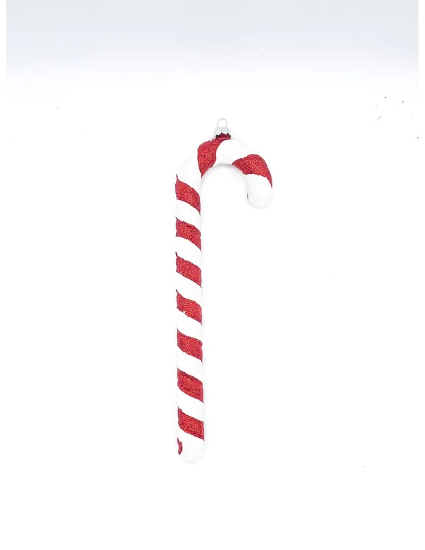 Addobbo Di Natale Bastoncino Di Zucchero Glitter 25cm