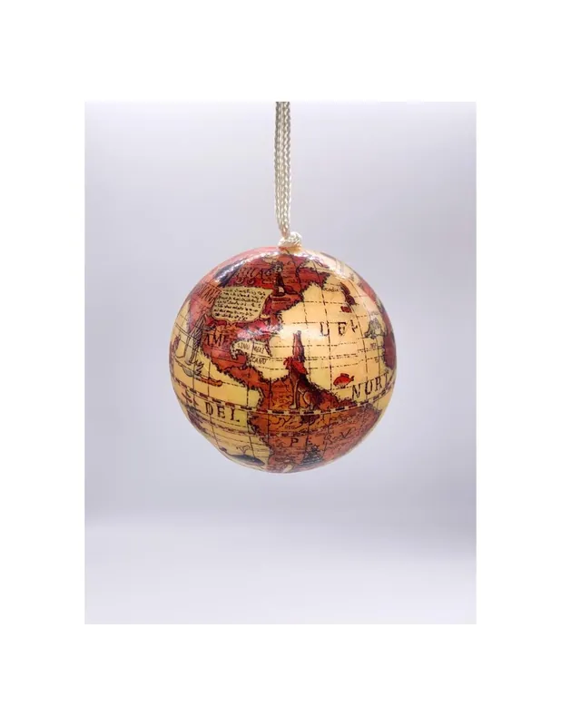 Pallina Albero Di Natale In Plastica Planisfero 8cm