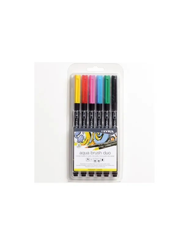 Pennarelli Lyra Aqua Brush Duo Primary Tones 6pz.