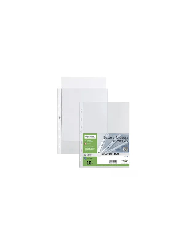 10 Buste Forate Interni Per Raccoglitore Atla T150 35x50cm Lisce
