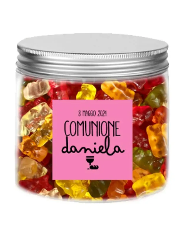 Varzilicious Barattolo Caramelle Haribo Comunione Personalizzabile