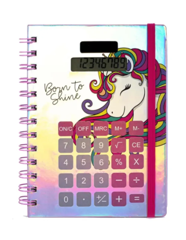 Quaderno Con Calcolatrice Unicorno