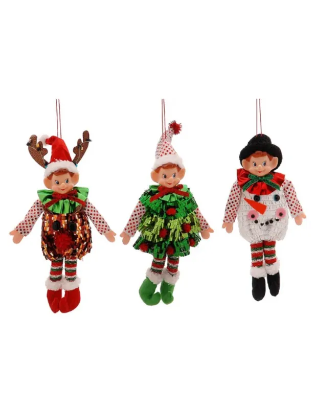 Addobbo Albero Di Natale Elfo Con Costume Natalizio 24cm