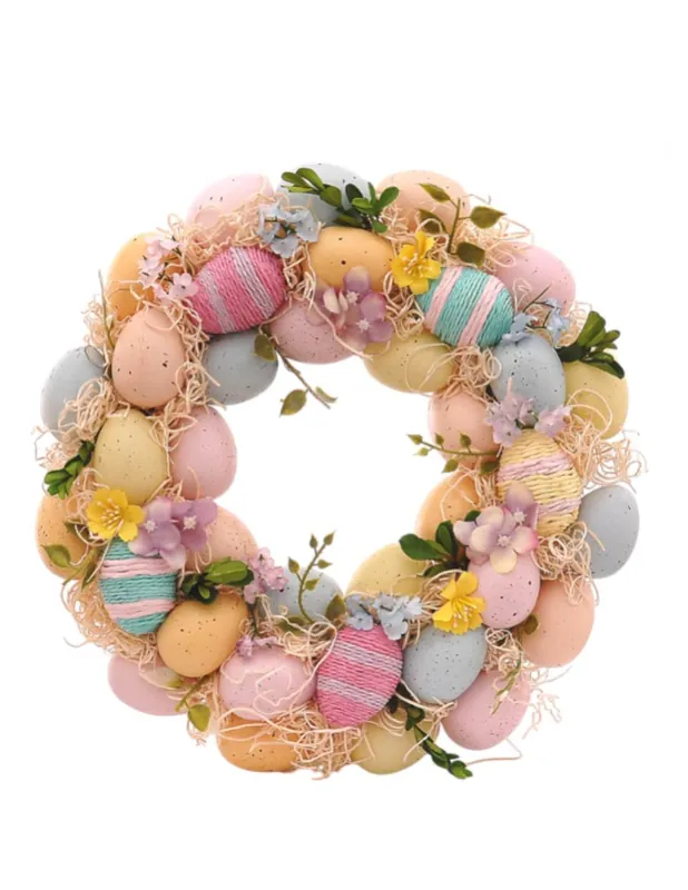 Fuoriporta Ghirlanda Di Pasqua Con Uova Colorate 30cm
