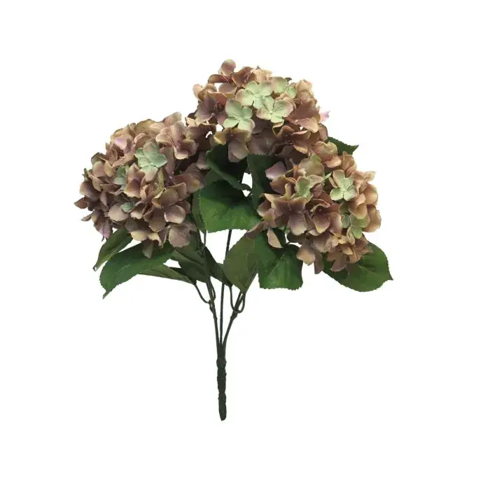 Ortensia artificiale LINJIA su stelo, marrone-verde, 45 cm