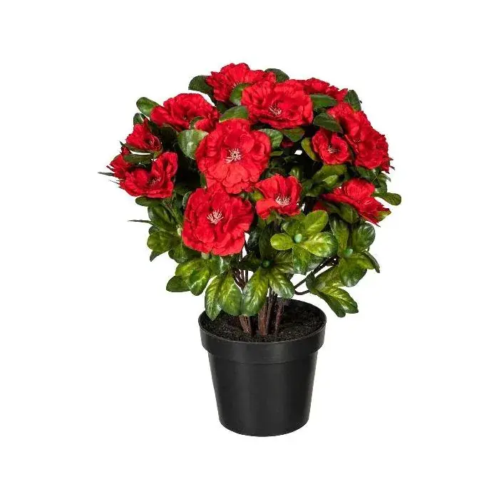 Fiore artificiale azalea WHENFA in vaso decorativo nero, rosso, 30 cm