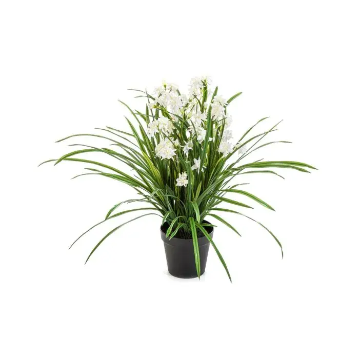 Fiore artificiale Cymbidium Orchidea JANILA in vaso decorativo, bianco, 85 cm