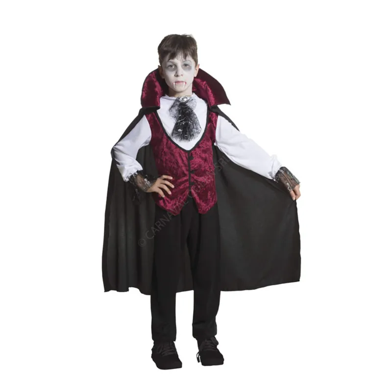 COSTUME BAMBINO VAMPIRO TENEBROSO HALLOWEEN 9-10 ANNI
