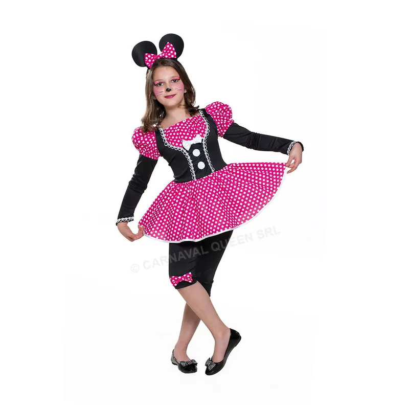 COSTUME TOPINA PINK CARNEVALE BAMBINA 7/8 ANNI