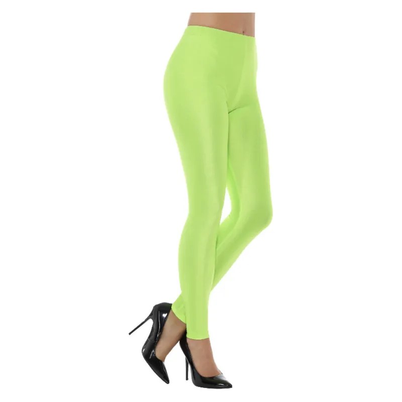 LEGGINGS FLUO VERDE DISCO ANNI 80 TAGLIA L SMIFFYS
