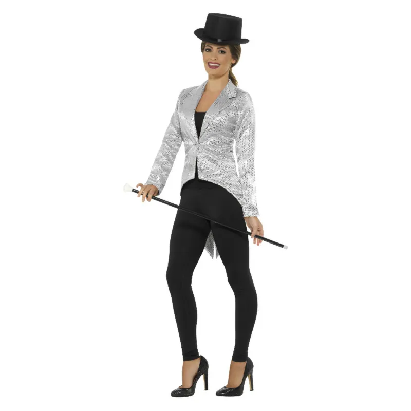 GIACCA FRAC PAILLETTES ARGENTO DONNA TAGLIA L SMIFFYS