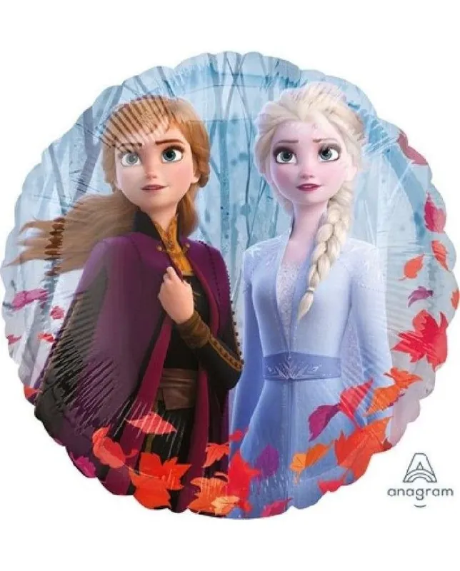 Palloncino Mylar Foil tondo Frozen 2 Elsa e Anna 17" 43 cm