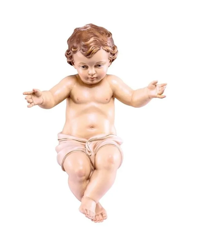Gesù bambino in legno dipinto a mano 15 cm