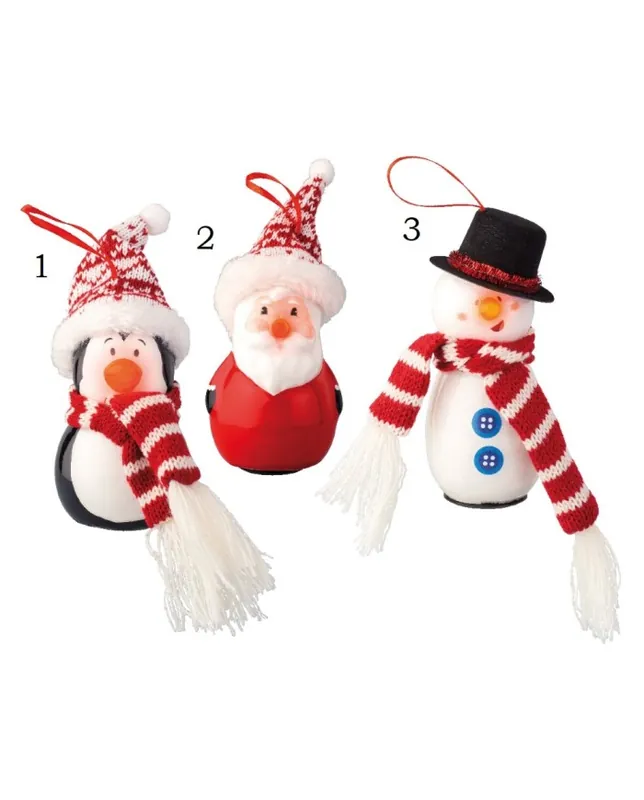 Decoro da albero appendino babbo/pupazzo/pinguino con led