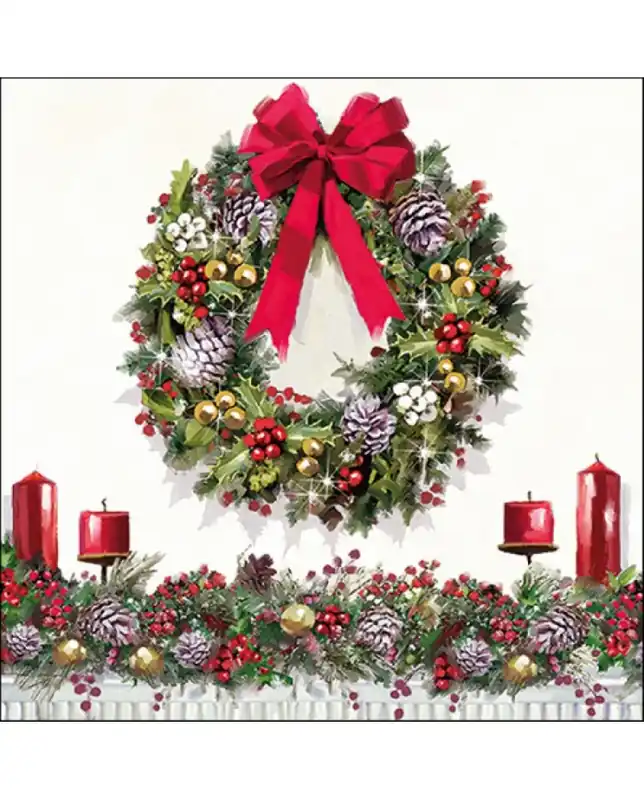 Tovagliolo 33 Bow On Wreath FSC Mix