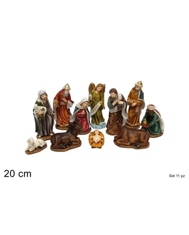 NATIVITA 20 CM SET DA 11 PEZZI COLORI TRADIZIONALI