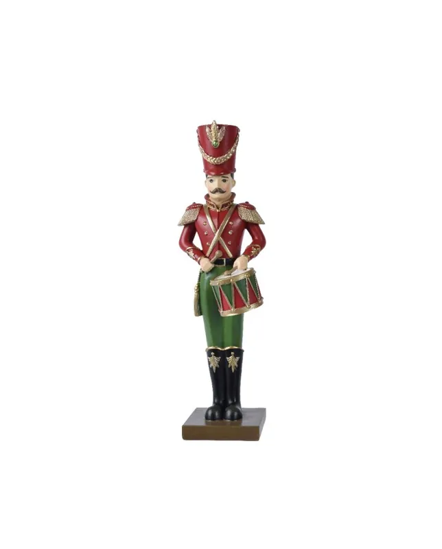 Kaemingk Decoro Soldato Tamburo-Cimbali Verde/Rosso H 30,6 cm