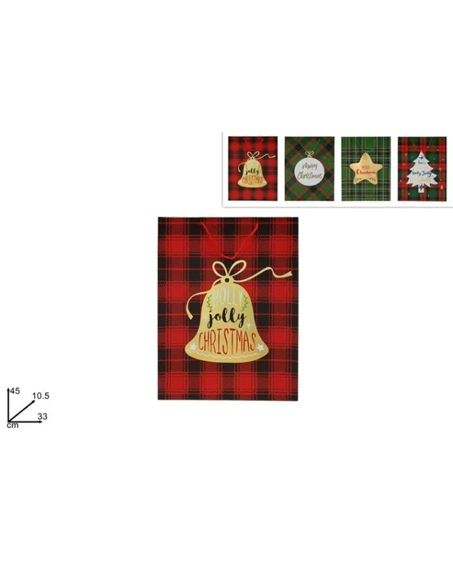 BUSTA REGALO TESSUTO SCOZZESE 4 assortiti