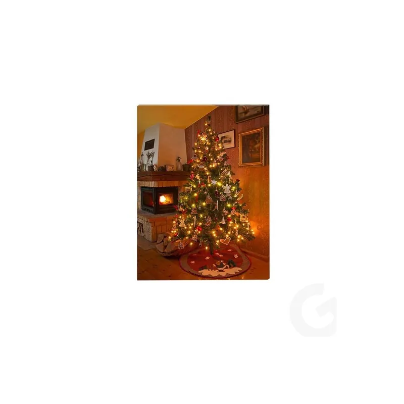 Quadro Natalizio Luminoso con 1 Luce Led e 40 Fibre Ottiche