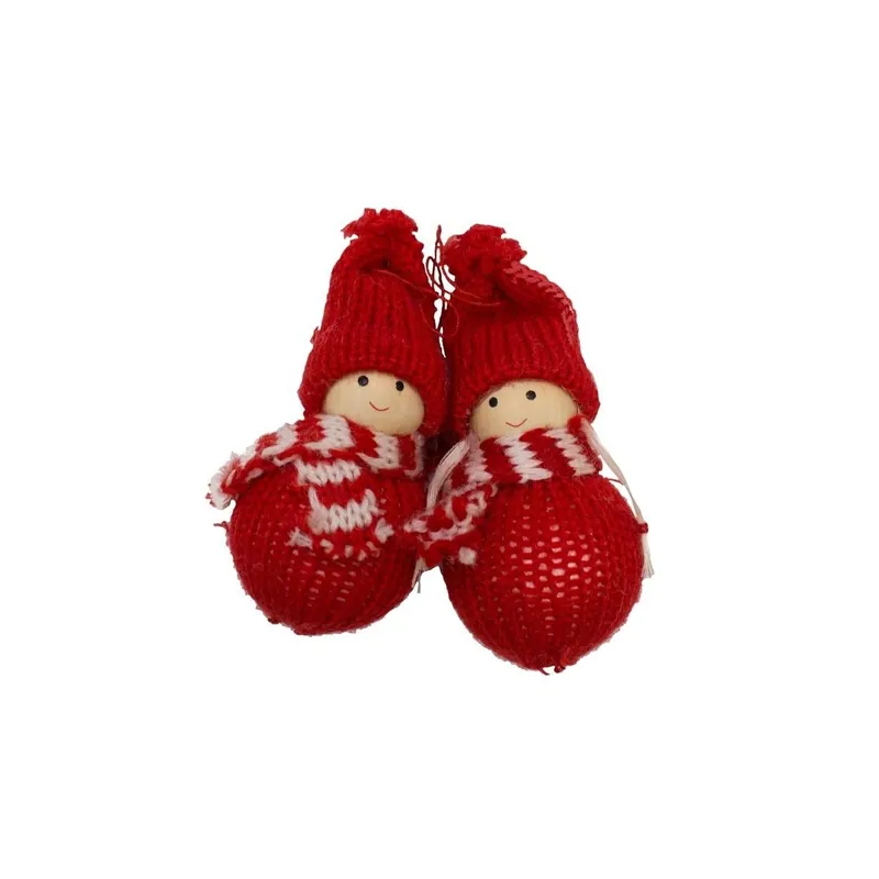 Box con Bimbo e Bimba Rosso H.10 cm