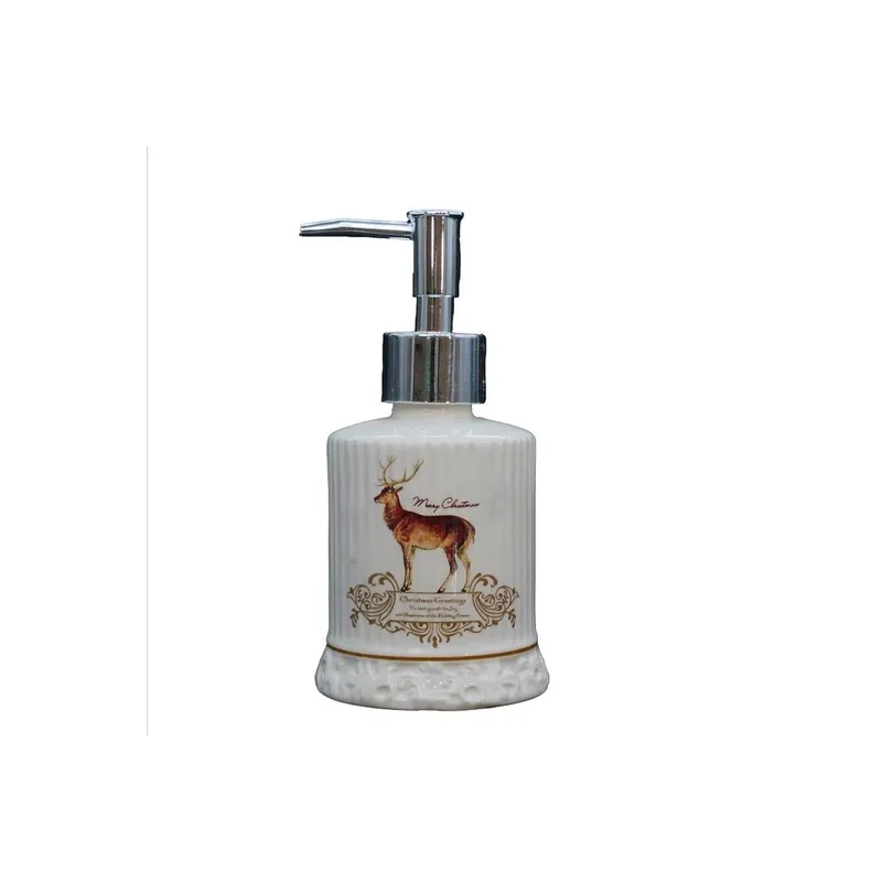 Dosa Sapone in Ceramica Bianca con Renna H.16 cm