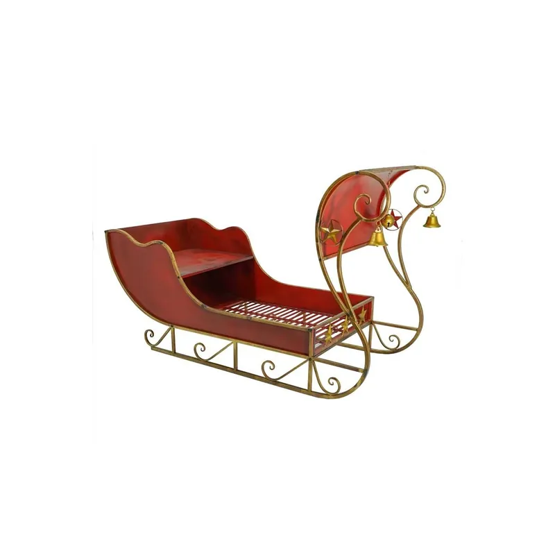 Slitta Natalizia Rossa e Oro in Metallo 150x60x89 cm