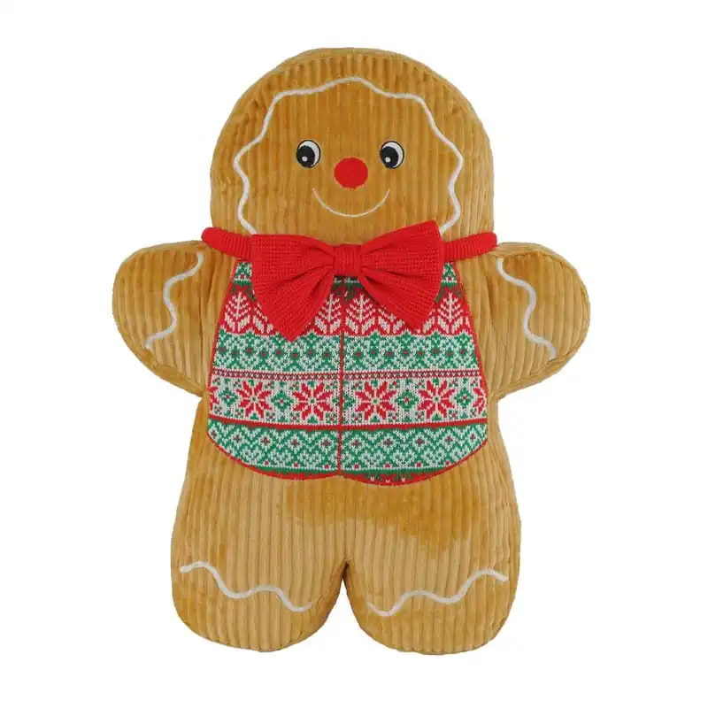 Cuscino Natalizio a Forma di Omino di Pan di Zenzero 43x12xH.56 cm