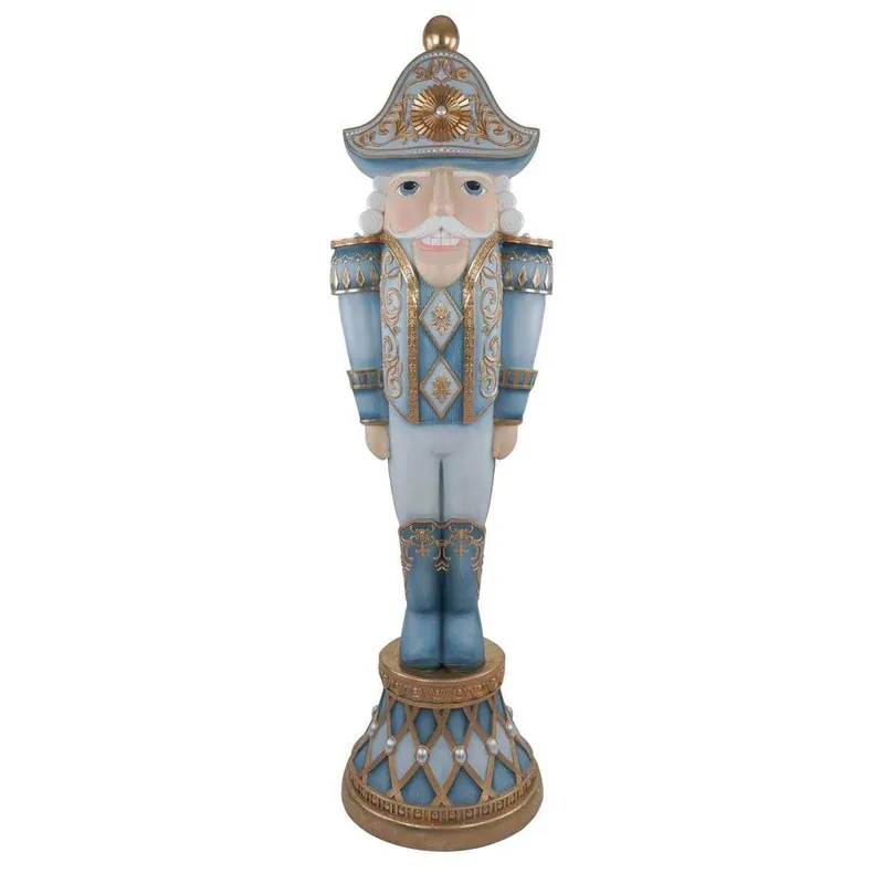 Schiaccianoci Natalizio Azzurro e Oro in Resina H.183,5 cm