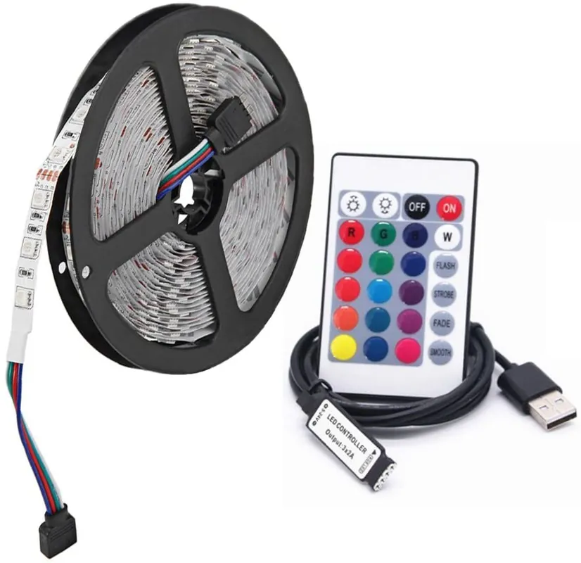 Striscia 150 led RGB con telecomando per interno 5 mt sezionabile