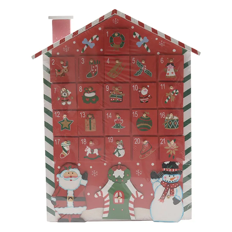 Calendario dell‘avvento a forma di casa in legno da 34 cm