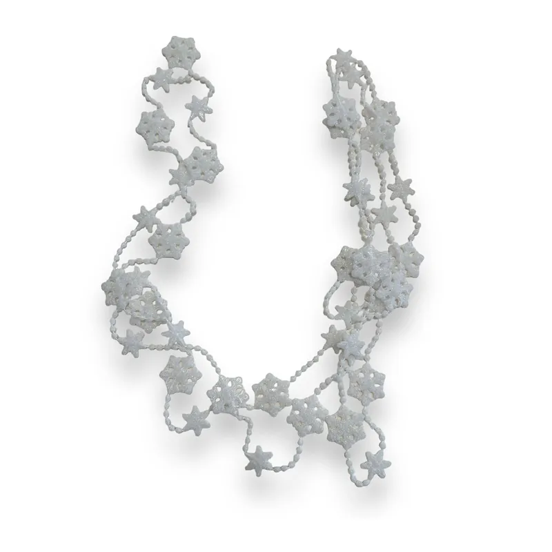 Festone con fiocchi di neve colore argento per albero di natale h 160 cm