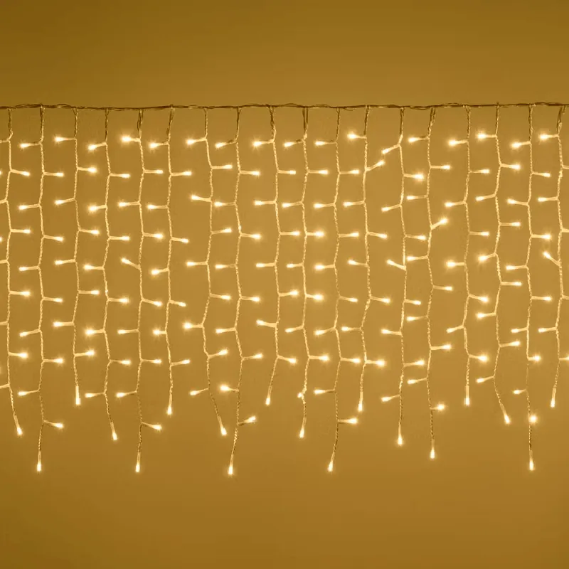 Tenda Irregolare con led bianco caldo, cavo trasparente 2 mt , prolungabile