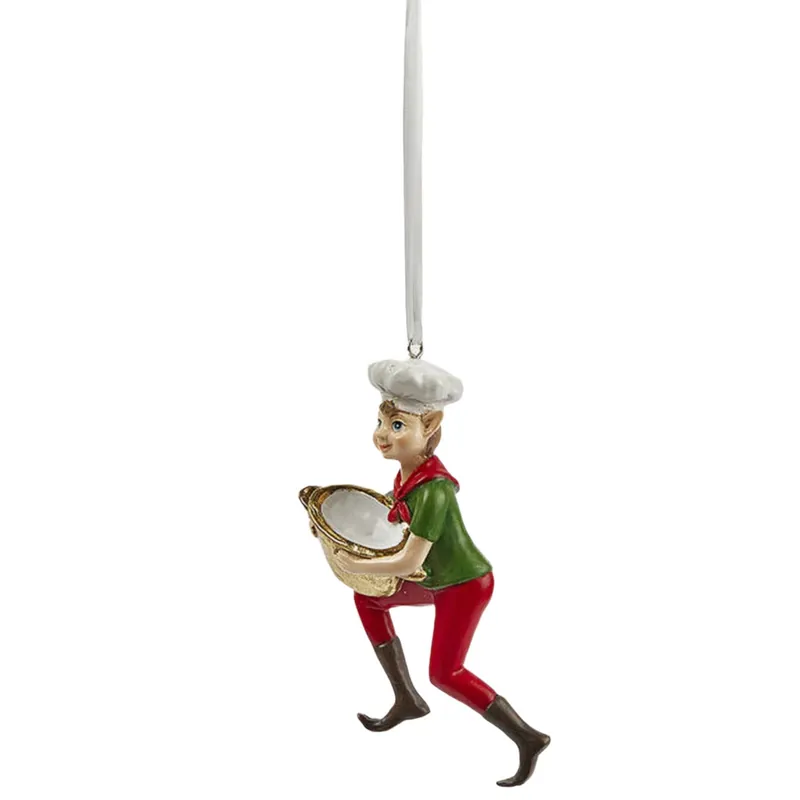 Pendaglio con elfo cuoco decorazione per albero di Natale da 13 cm