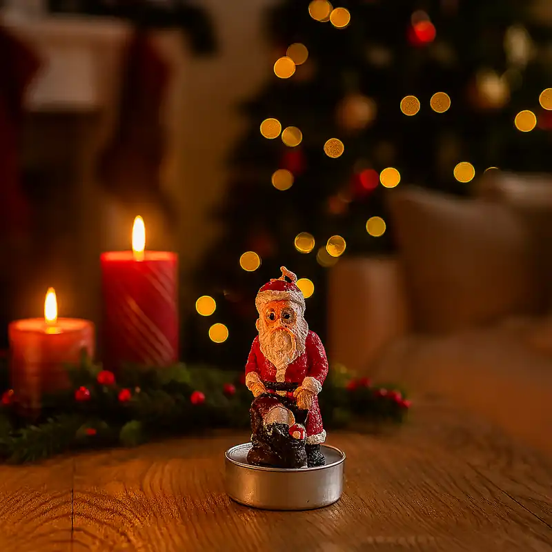 Set 5 Candele segnaposto profumate Babbo Natale in cera