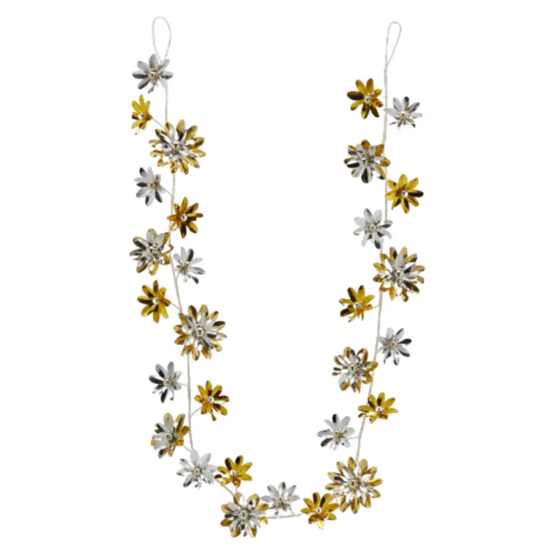 Festone con fiori di Gerbera composto in metallo lungo 182 cm
