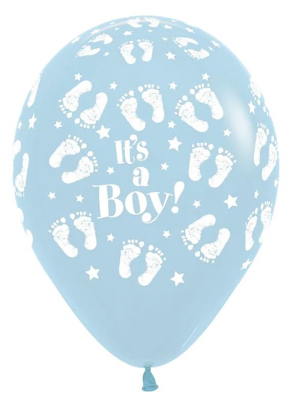 Palloncini It‘s a Boy Impronta di piede blu opaco pastello 30 cm 25 pezzi
