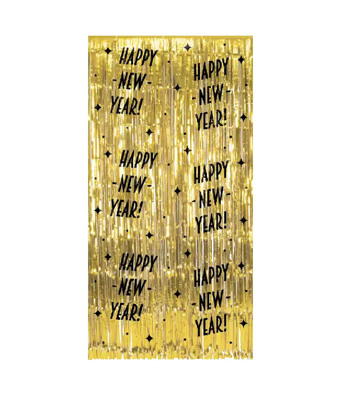 Tenda per porta Happy New Year Oro Nero