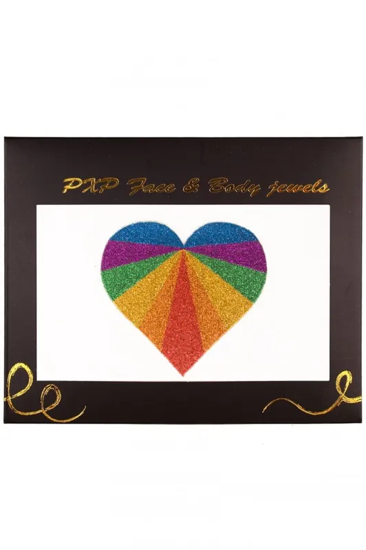 PXP Adesivo per il viso Gioielli per il viso Cuore d‘arcobaleno