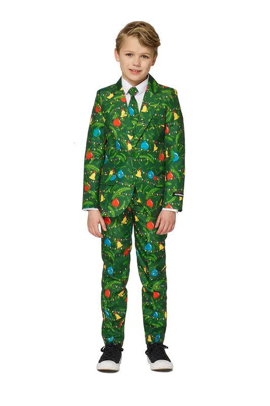Tuta verde di Natale con bambino luminoso