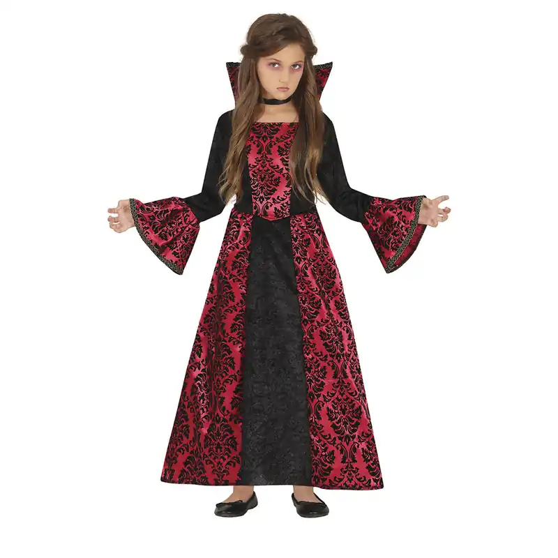 Costume di Halloween da vampiro per ragazza, nero e rosso