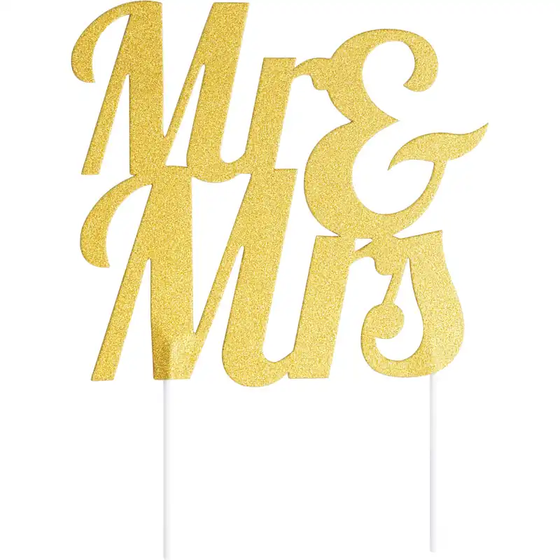 Topper per torta nuziale in oro Mr & Mrs 23cm
