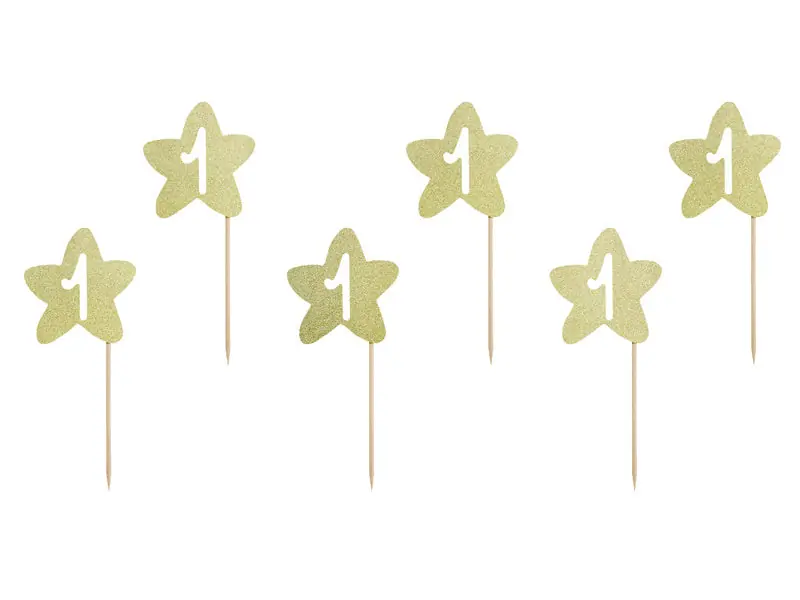 Cake Toppers 1 Anno Oro 6 pezzi